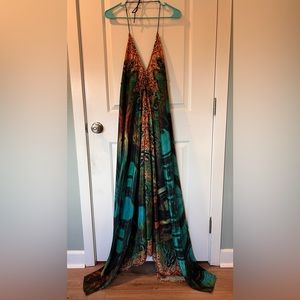 Maxi dress Green/Combo with Small Gems